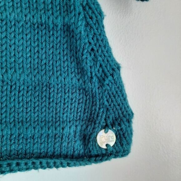 PURE HANDKNIT | Boho Pattern Knit Cardigan Button-Up Sweater Teal Blue Sz S / M - Picture 9 of 13